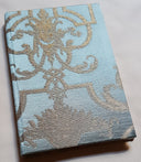Rubelli Fabric Covered Journal Hardcover Notebook Silk Brocade Blue & Gold Aida Pattern