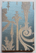 Rubelli Fabric Covered Journal Hardcover Notebook Silk Brocade Blue & Gold Aida Pattern