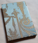 Rubelli Fabric Covered Journal Hardcover Notebook Silk Brocade Blue & Gold Aida Pattern