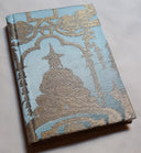 Rubelli Fabric Covered Journal Hardcover Notebook Silk Brocade Blue & Gold Aida Pattern