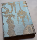 Rubelli Fabric Covered Journal Hardcover Notebook Silk Brocade Blue & Gold Aida Pattern