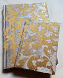 Rubelli Fabric Covered Journal Hardcover Notebook Silk Jacquard Bronze & Silver Les Indes Galantes Pattern