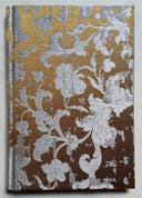 Rubelli Fabric Covered Journal Hardcover Notebook Silk Jacquard Bronze & Silver Les Indes Galantes Pattern