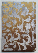 Rubelli Fabric Covered Journal Hardcover Notebook Silk Jacquard Bronze & Silver Les Indes Galantes Pattern