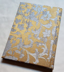 Rubelli Fabric Covered Journal Hardcover Notebook Silk Jacquard Bronze & Silver Les Indes Galantes Pattern