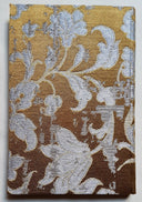 Rubelli Fabric Covered Journal Hardcover Notebook Silk Jacquard Bronze & Silver Les Indes Galantes Pattern