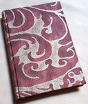 Fortuny Fabric Covered Journal Hardcover Notebook Deep Burgundy & Silvery Gold Caravaggio Pattern