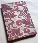 Fortuny Fabric Covered Journal Hardcover Notebook Deep Burgundy & Silvery Gold Caravaggio Pattern