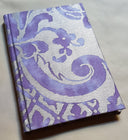 Fortuny Fabric Covered Journal Hardcover Notebook Royal Purple & Silvery Gold Carnavalet Pattern