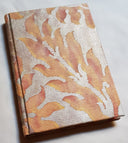Fortuny Fabric Covered Journal Hardcover Notebook Burnt Apricot & Silvery Gold Barberini Pattern