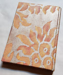 Fortuny Fabric Covered Journal Hardcover Notebook Burnt Apricot & Silvery Gold Barberini Pattern