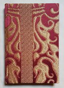 Rubelli Fabric Covered Journal Hardcover Notebook Silk Lampas Ruby Red & Gold Belisario Pattern
