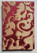 Rubelli Fabric Covered Journal Hardcover Notebook Silk Lampas Ruby Red & Gold Belisario Pattern