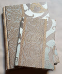 Rubelli Fabric Covered Journal Hardcover Notebook Silk Lampas Jade Green & Gold Vignola Pattern