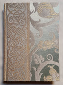 Rubelli Fabric Covered Journal Hardcover Notebook Silk Lampas Jade Green & Gold Vignola Pattern
