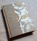 Rubelli Fabric Covered Journal Hardcover Notebook Silk Lampas Jade Green & Gold Vignola Pattern