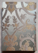 Rubelli Fabric Covered Journal Hardcover Notebook Silk Lampas Jade Green & Gold Vignola Pattern
