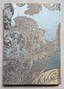 Rubelli Fabric Covered Journal Hardcover Notebook Silk Jacquard Blue & Gold Gritti Pattern
