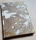 Rubelli Fabric Covered Journal Hardcover Notebook Silk Jacquard Blue & Gold Gritti Pattern