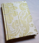 Rubelli Fabric Covered Journal Hardcover Notebook Silk Damask Olive Green Ruzante Pattern