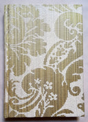 Rubelli Fabric Covered Journal Hardcover Notebook Silk Damask Olive Green Ruzante Pattern