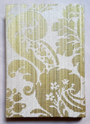 Rubelli Fabric Covered Journal Hardcover Notebook Silk Damask Olive Green Ruzante Pattern