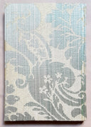 Rubelli Fabric Covered Journal Hardcover Notebook Silk Damask Aqua Blue Ruzante Pattern