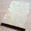 Rubelli Fabric Covered Journal Hardcover Notebook Silk Damask Aqua Blue Ruzante Pattern