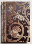 Rubelli Fabric Covered Journal Hardcover Notebook Silk Lampas Ebony & Gold Vignola Pattern