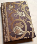 Rubelli Fabric Covered Journal Hardcover Notebook Silk Lampas Ebony & Gold Vignola Pattern