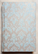 Fortuny Fabric Covered Journal Hardcover Notebook Aquamarine & Silvery Gold Delfino Pattern
