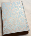 Fortuny Fabric Covered Journal Hardcover Notebook Aquamarine & Silvery Gold Delfino Pattern