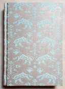 Fortuny Fabric Covered Journal Hardcover Notebook Aquamarine & Silvery Gold Richelieu Pattern