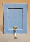 Rubelli Silk Jacquard Fabric Covered Tabletop Picture Photo Frame Aqua Blue & Gold Serlio Pattern