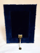 Fortuny Fabric Covered Tabletop Picture Photo Frame Midnight Blue & Silvery Gold Dandolo Pattern