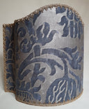 Half Lampshade Fortuny Fabric Grey Black & Silvery Gold Barberini Pattern
