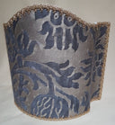 Half Lampshade Fortuny Fabric Grey Black & Silvery Gold Barberini Pattern