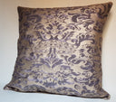 Handmade Decorative Pillow Made With Fortuny Fabric – Grey & Silvery Gold Corone Pattern