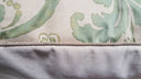 Handmade Decorative Pillow Made With Fortuny Fabric – Celadon Green & Beige Carnavalet Pattern