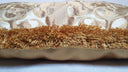 Handmade Decorative Pillow Made With With Brush Fringe Ivory and Gold Silk Lampas Rubelli Fabric Belisario Pattern