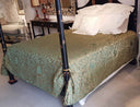 King Size Bedspread Green & Gold Silk Jacquard Rubelli Fabric Les Indes Galantes Pattern
