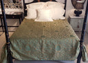 King Size Bedspread Green & Gold Silk Jacquard Rubelli Fabric Les Indes Galantes Pattern