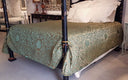 King Size Bedspread Green & Gold Silk Jacquard Rubelli Fabric Les Indes Galantes Pattern