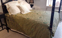 King Size Bedspread Green & Gold Silk Jacquard Rubelli Fabric Les Indes Galantes Pattern