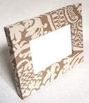 Fortuny Fabric Covered Tabletop Picture Photo Frame Champagne & Silvery Gold Orsini Pattern