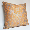 Handmade Decorative Pillow Made With Fortuny Fabric – Yellow & Silvery Gold Lucrezia Pattern