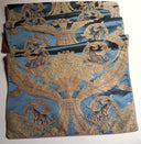 Luxury Table Runner Rubelli Silk Bracaded Damask Blue Sandokan Pattern