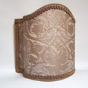 Venetian Lamp Shade Fortuny Fabric Mushroom & Silvery Gold Persepolis Pattern Half Lampshade