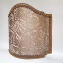 Venetian Lamp Shade Fortuny Fabric Mushroom & Silvery Gold Persepolis Pattern Half Lampshade
