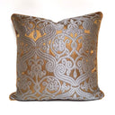 Handmade Decorative Pillow Made With Silk Jacquard Rubelli Fabric Dark Bronze & Silver Trebisonda Pattern